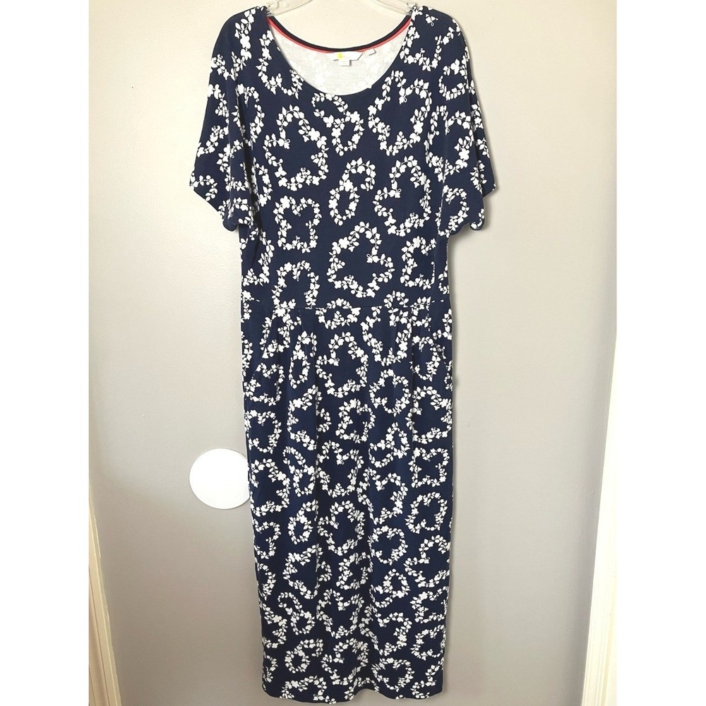 Boden Navy Floral Women's Maxi Dress Size 8R English Countryside Chic